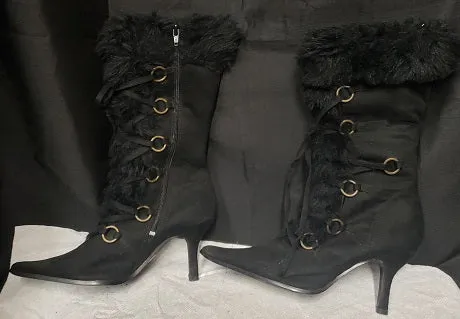 3" Evie -- Women's Granny Style Dress Boot -- Black Suedine
