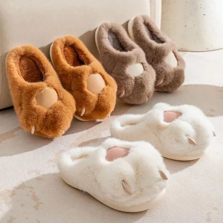 Adorable Plush Warm Paw Slippers