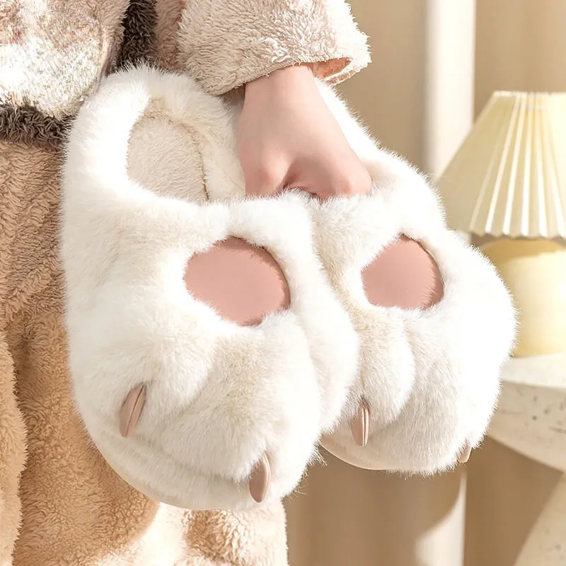 Adorable Plush Warm Paw Slippers