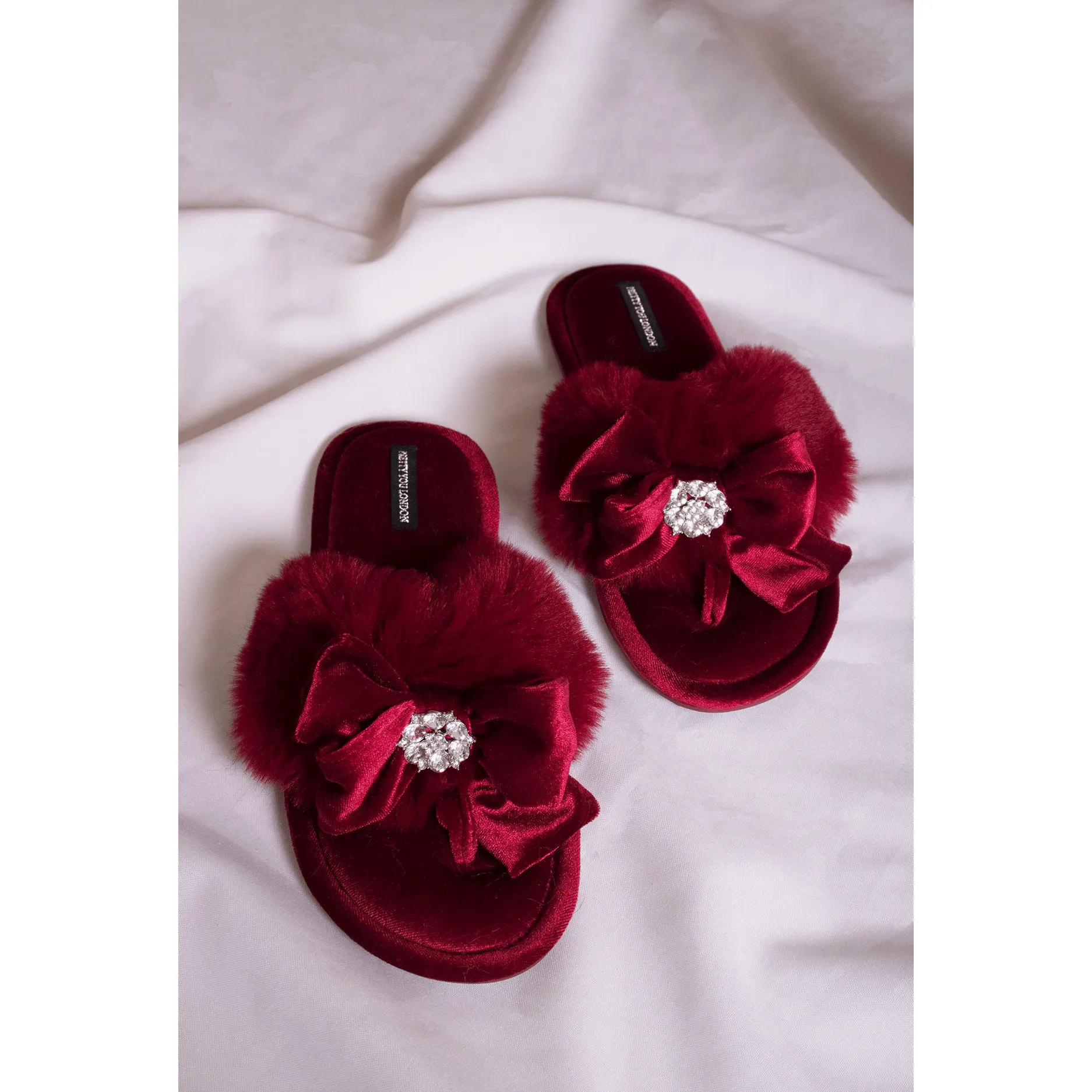 Amelie Embellished Slippers - Red