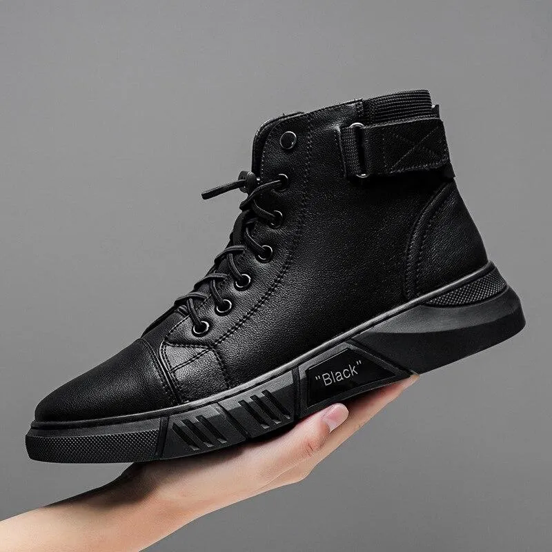 Black Warm Leather Boots【Free shipping】