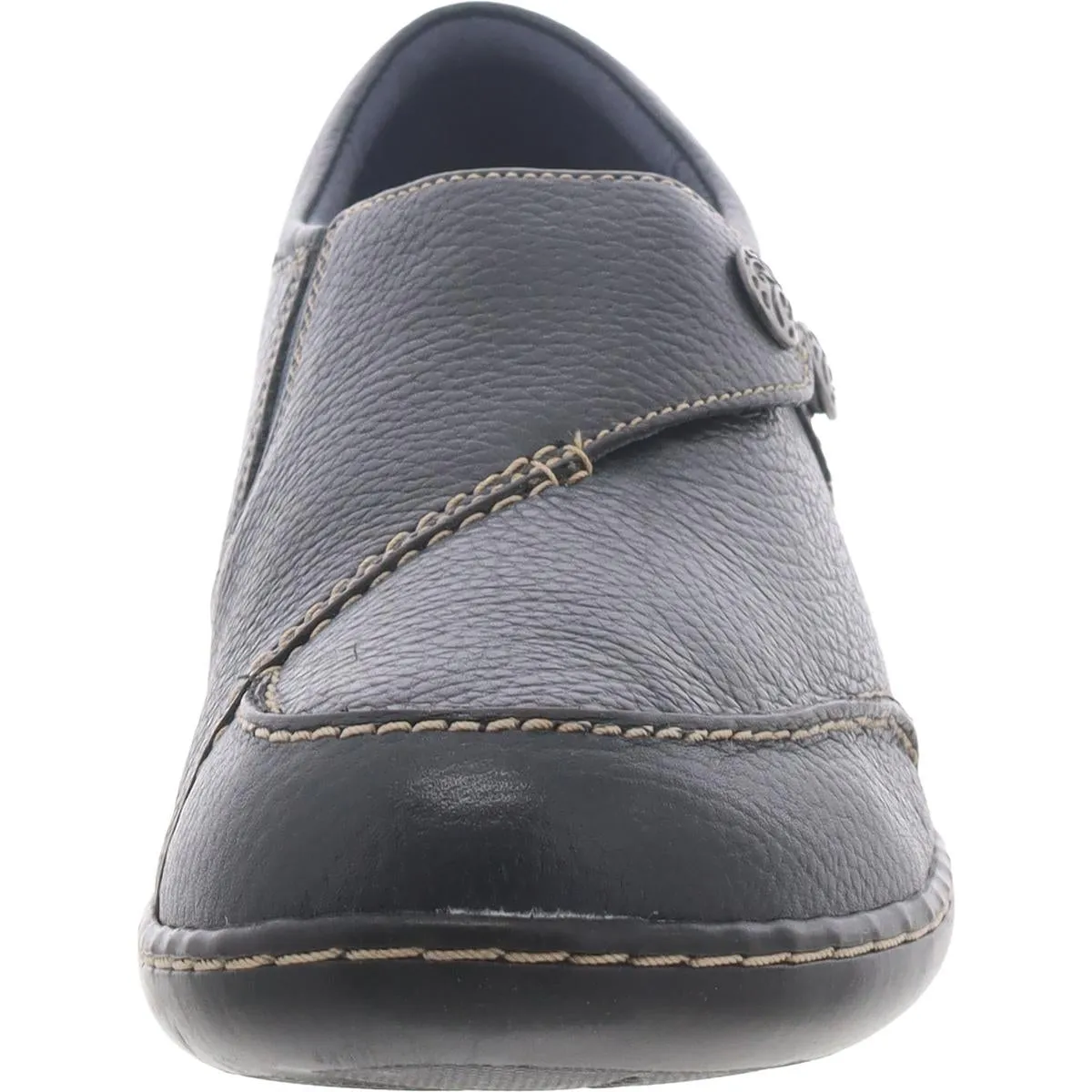 Clarks Womens Faux Leather Laceless Loafers