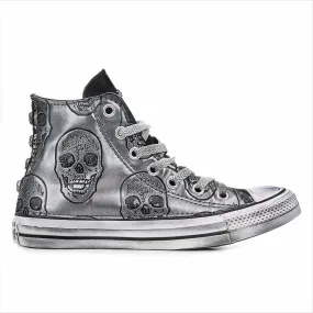 Converse Chuck Taylor High Argento metallizzato con Teschi