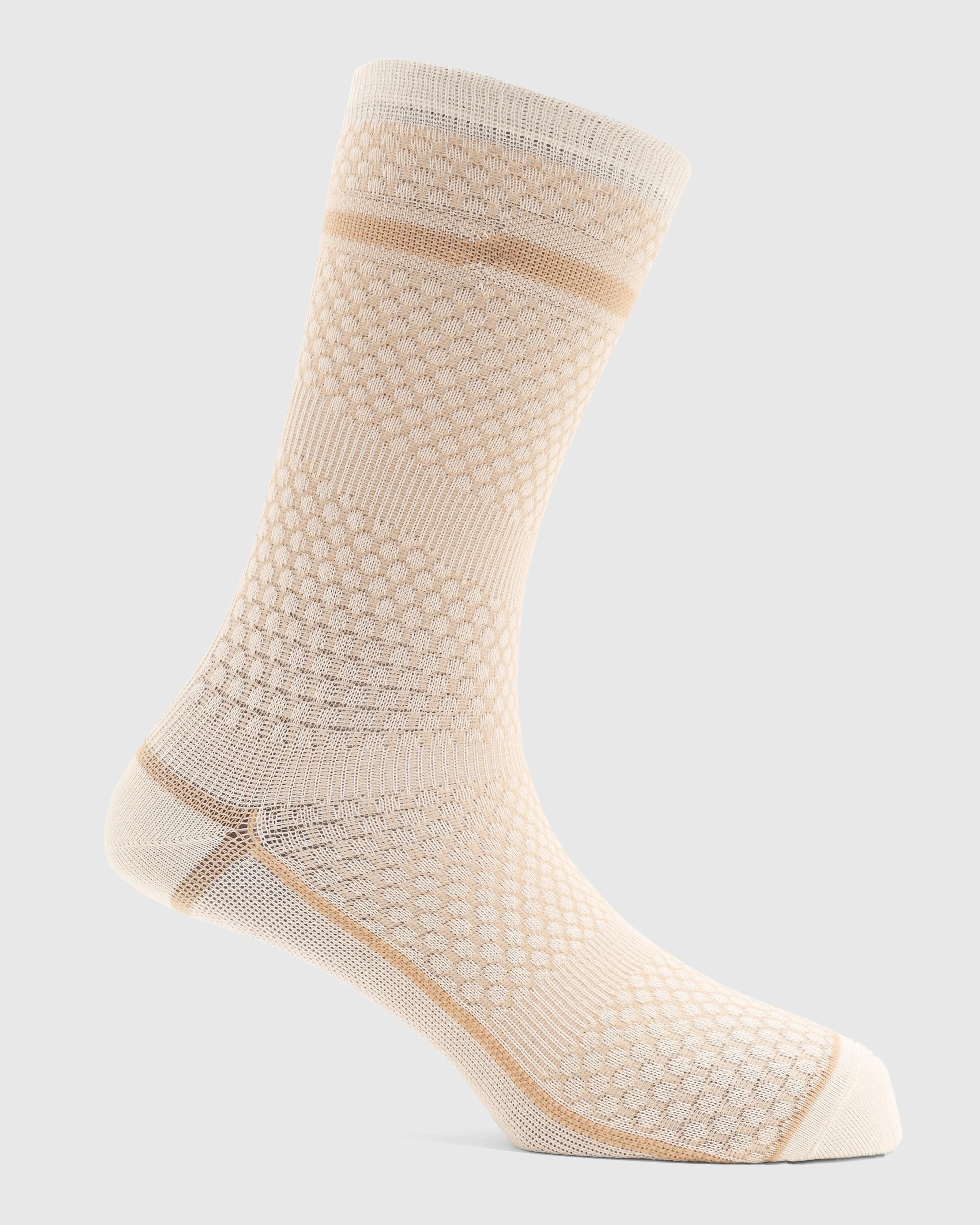 Cotton Beige Jacquard Socks - Redcliff