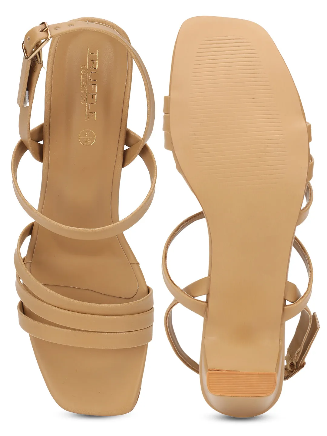 Dark Beige PU Stylish Buckle Block Sandals (TC-NK-003-DBEIG)