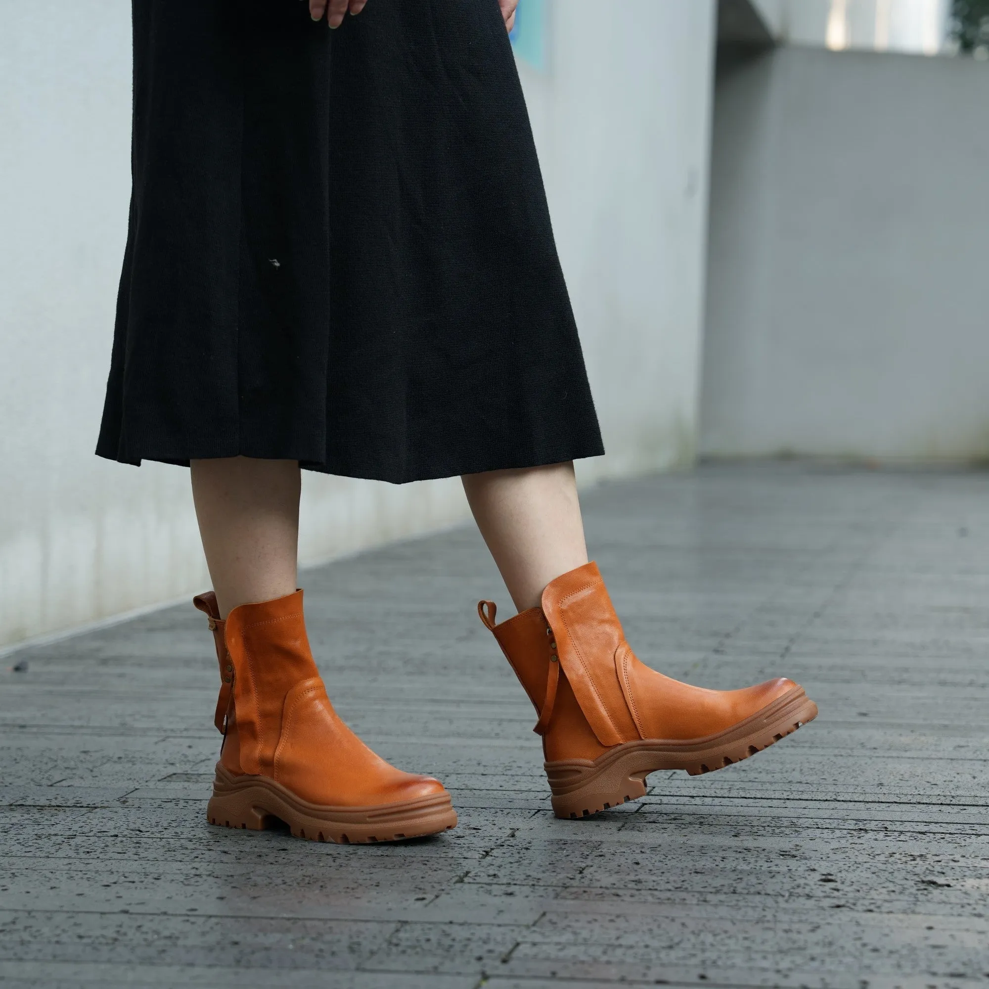 Dwarves Leather Short Boots Snow Boots Have Fleece Lined for Cold Winter in Black/Brown/Yellow/Coffee