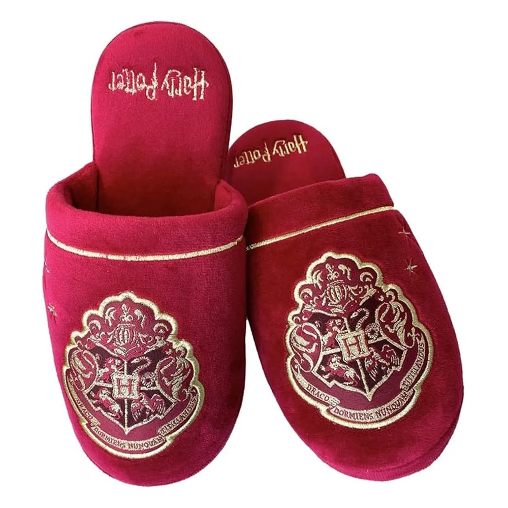 Harry Potter Slippers Hogwarts Gold On Burgundy EU 38-43