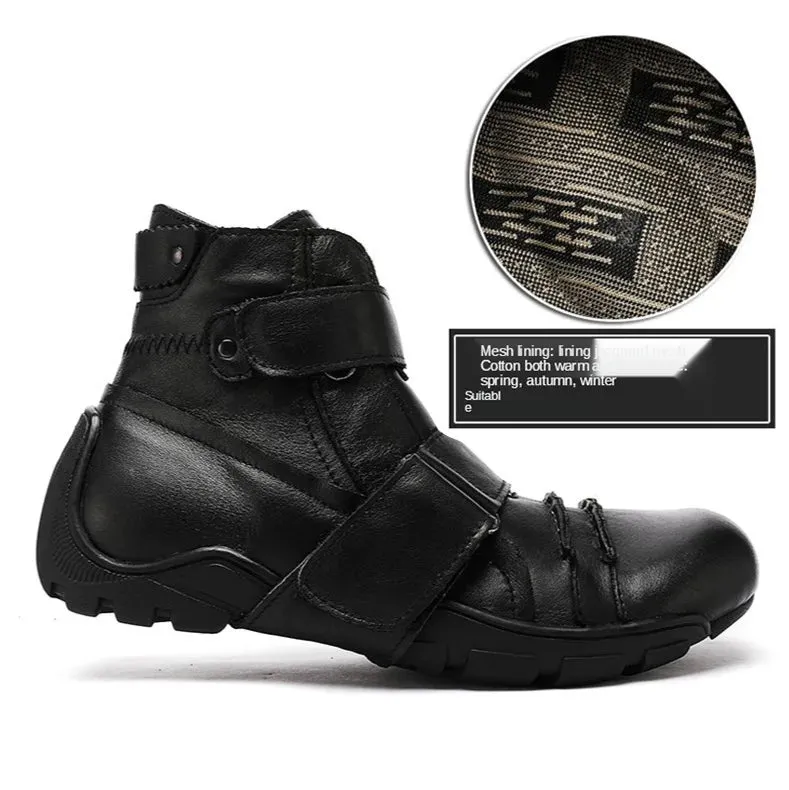 Men's Genuine Cowhide Ankle Boots - Warm & Casual - Handmade.