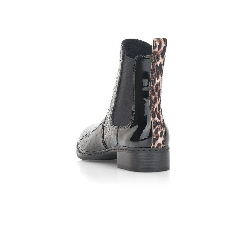 Rieker Womans Fleece Lined Ankle Boot - Black
