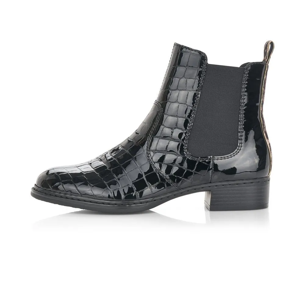 Rieker Womans Fleece Lined Ankle Boot - Black