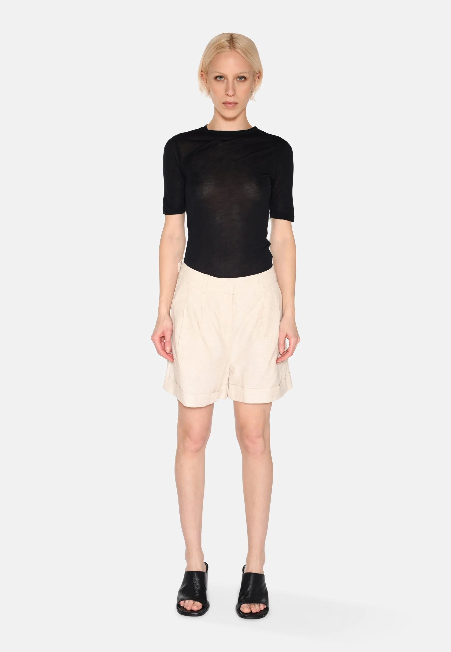 Selby linen shorts 4191 - Brown Rice
