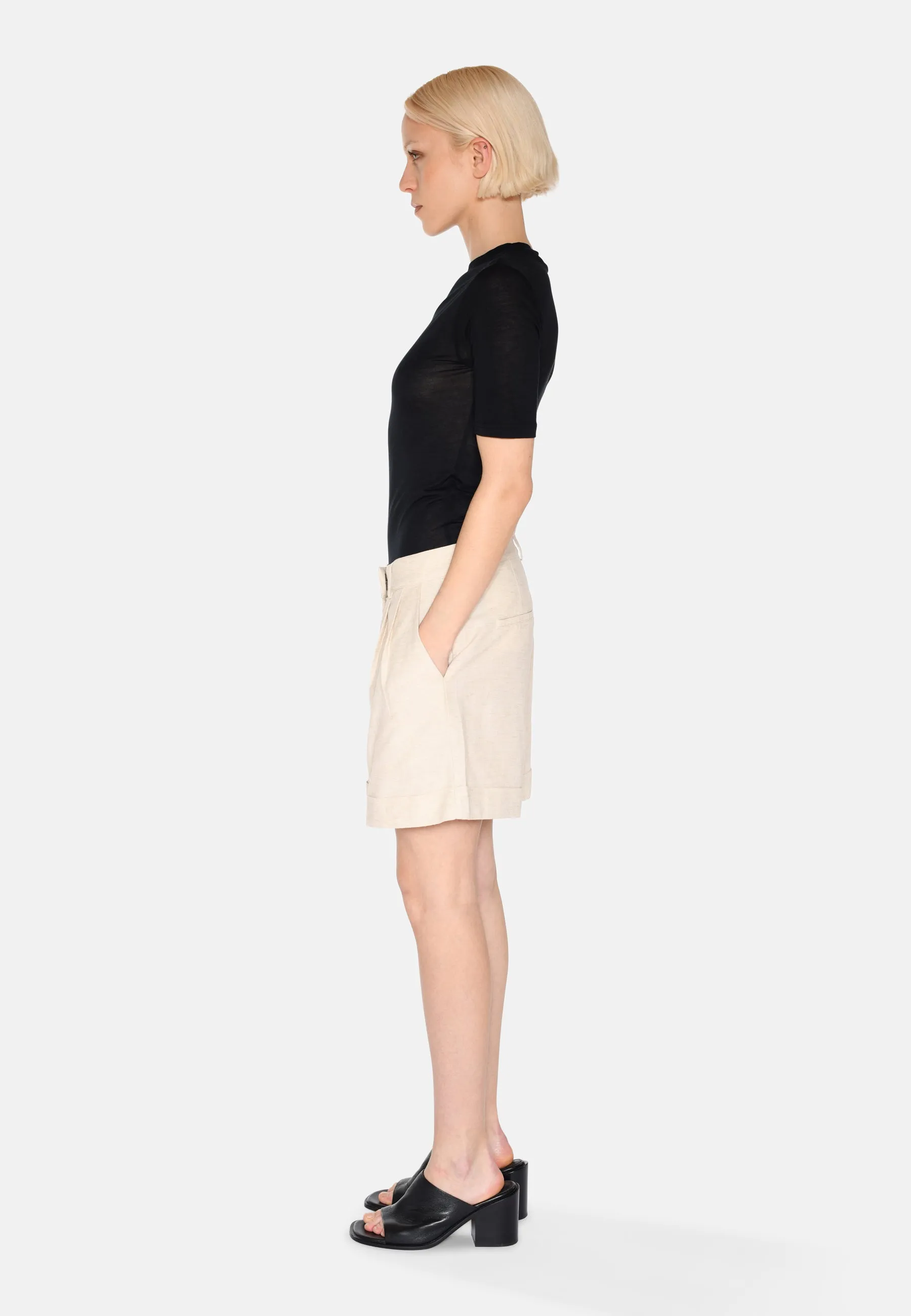 Selby linen shorts 4191 - Brown Rice