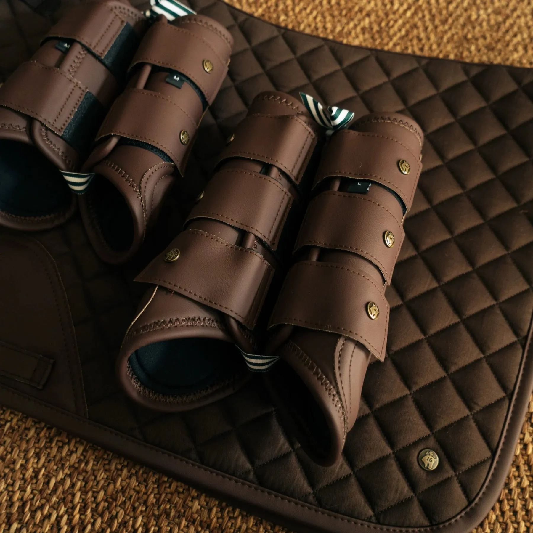 Sixteen Cypress Leatherette Splint Boots, Hickory