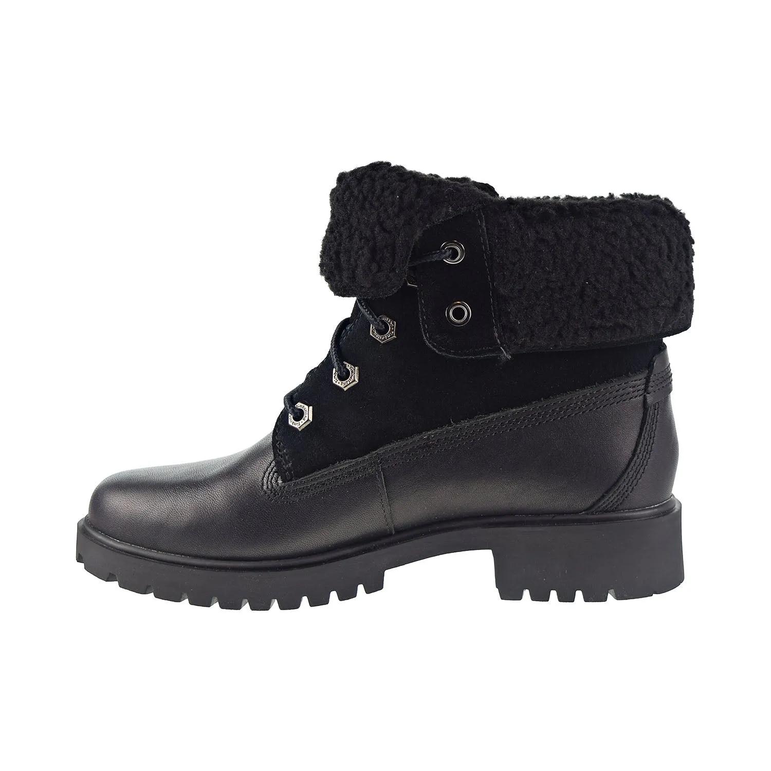 Timberland Jayne WP Fleece Fold Down Women's Boot Black Full Grain Leather