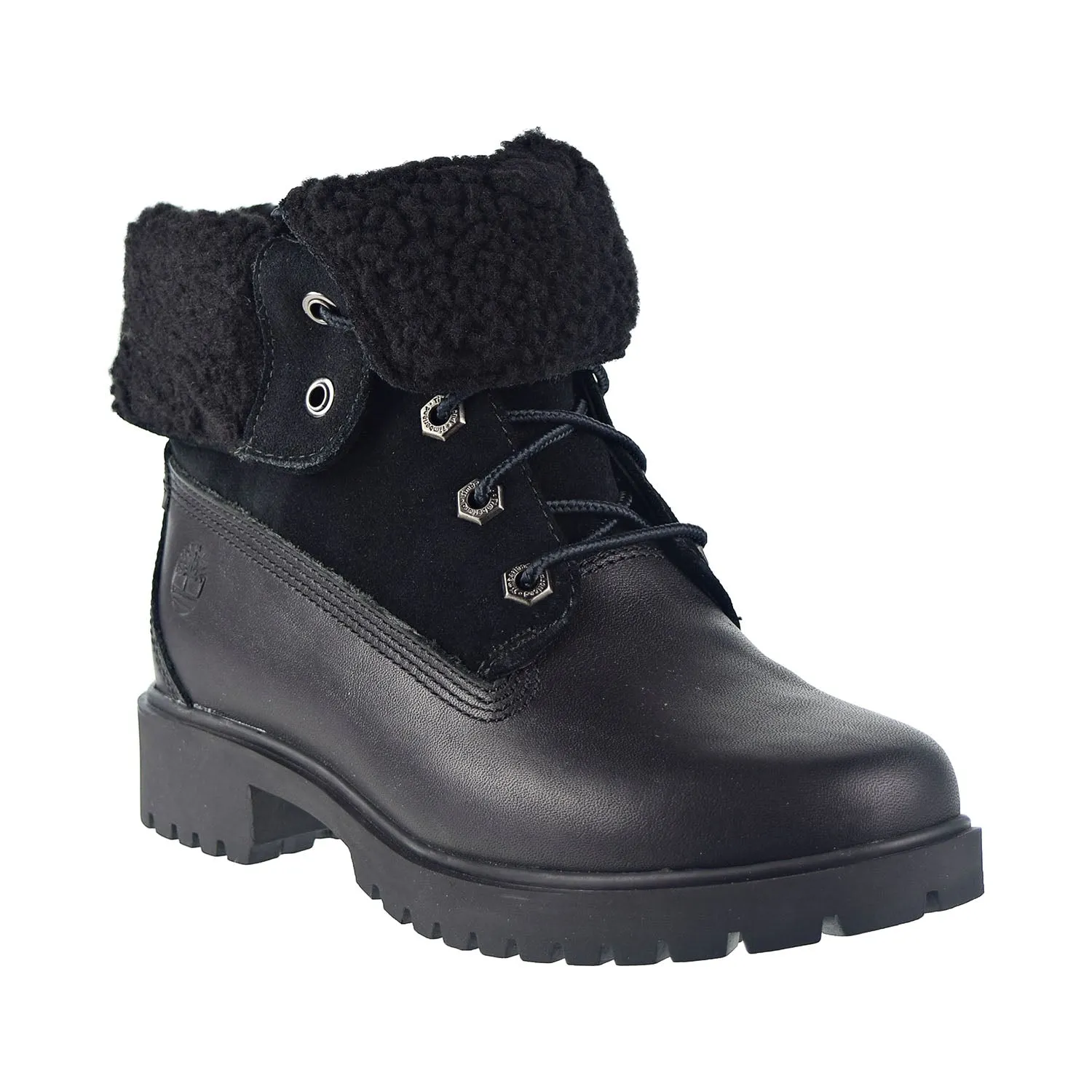 Timberland Jayne WP Fleece Fold Down Women's Boot Black Full Grain Leather