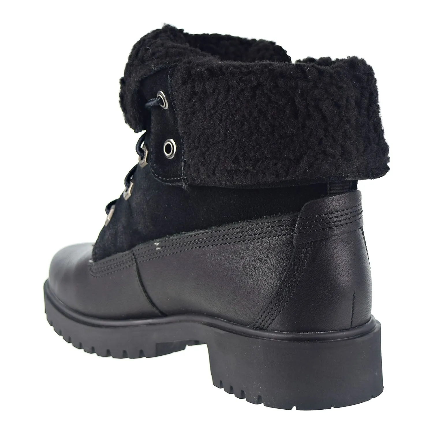 Timberland Jayne WP Fleece Fold Down Women's Boot Black Full Grain Leather
