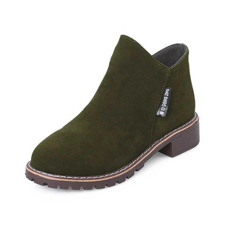 Vintage Ankle Boots – Stylish Chunky Heel Frosted Shoes for Fall & Winter