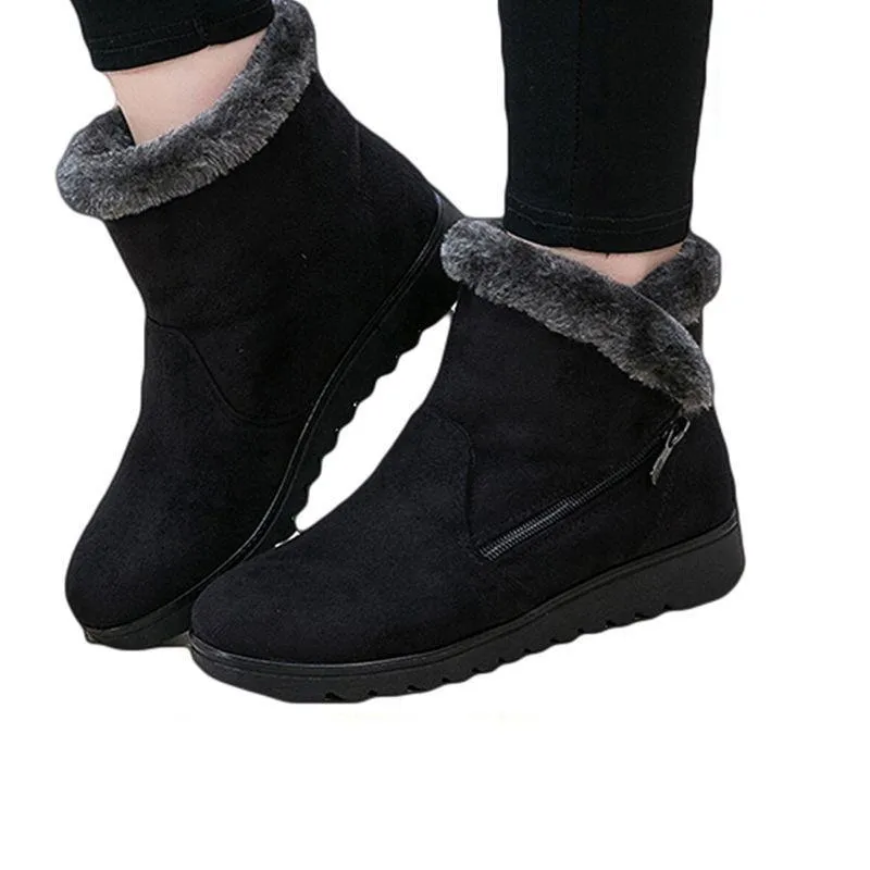Winter warm slip-resistant platform snow boots